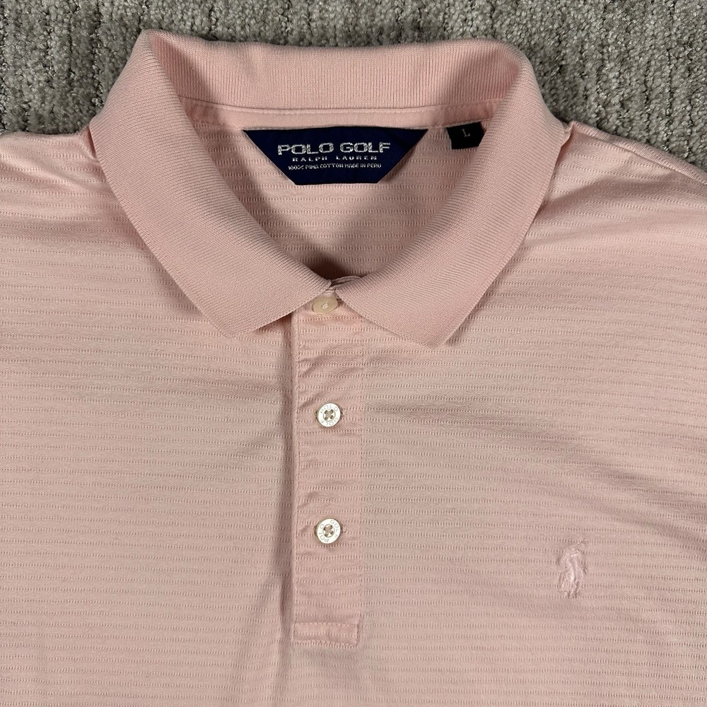 Vintage Polo Ralph Lauren Shirt‎ Mens Large Golf Pink Pima Cotton Pony Collar